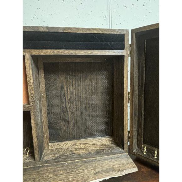 Unbranded Large Brown Wood Jewelry Box Storage Rustic 16X4X12 inches FLAWED - Picture 7 of 9